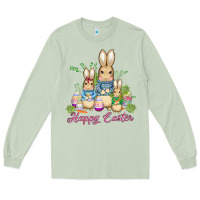 Matcha easter bunny family wıth carrots and eggs Long Sleeve Tee - AdoDesignShop