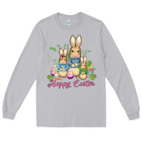 Moon Dust easter bunny family wıth carrots and eggs Long Sleeve Tee - AdoDesignShop