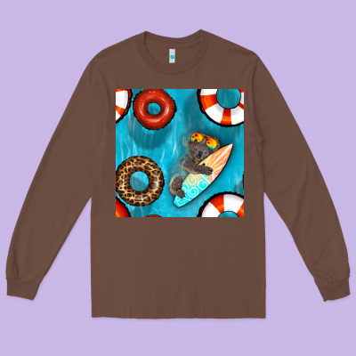 Koala At The Pool Seamless Pattern Long Sleeve Tee Designed By Bundleandbundleshop
