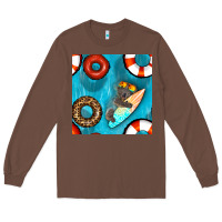 Chestnut koala at the pool seamless pattern Long Sleeve Tee - BundleAndBundleShop
