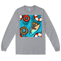 Heather Grey koala at the pool seamless pattern Long Sleeve Tee - BundleAndBundleShop