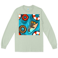 Matcha koala at the pool seamless pattern Long Sleeve Tee - BundleAndBundleShop