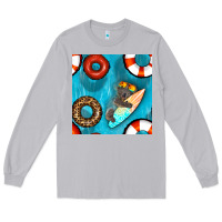 Moon Dust koala at the pool seamless pattern Long Sleeve Tee - BundleAndBundleShop