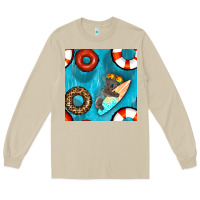 Mushroom koala at the pool seamless pattern Long Sleeve Tee - BundleAndBundleShop