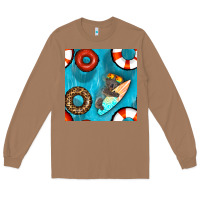 Toasted Coconut koala at the pool seamless pattern Long Sleeve Tee - BundleAndBundleShop