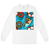 White koala at the pool seamless pattern Long Sleeve Tee - BundleAndBundleShop
