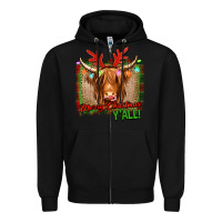 Black merry christmas y'all highland cow Zipper Hoodie - Jasminsmagicworld