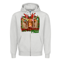 Dove Grey merry christmas y'all highland cow Zipper Hoodie - Jasminsmagicworld