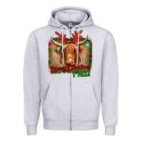 Heather Grey merry christmas y'all highland cow Zipper Hoodie - Jasminsmagicworld