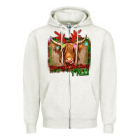Oatmeal Heather merry christmas y'all highland cow Zipper Hoodie - Jasminsmagicworld