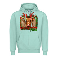 Seafoam merry christmas y'all highland cow Zipper Hoodie - Jasminsmagicworld