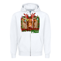 White merry christmas y'all highland cow Zipper Hoodie - Jasminsmagicworld