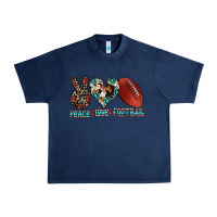 Navy peace love football Urban Heavy Tee - CowhideDigitalArt