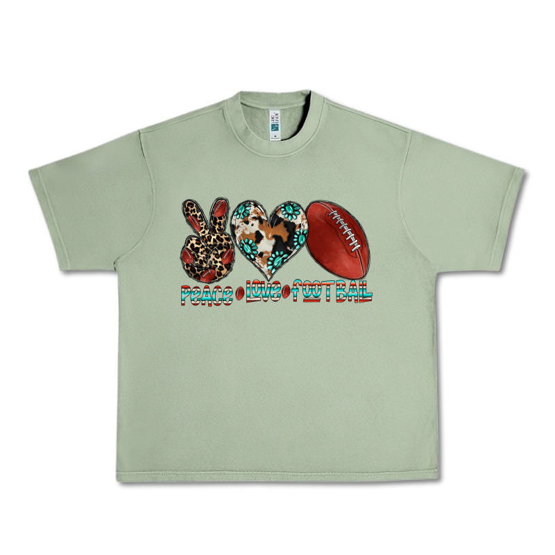 Peace Love Football Urban Heavy Tee by CowhideDigitalArt | Teevron