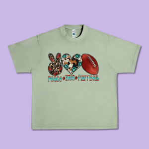 Peace Love Football Urban Heavy Tee Designed By Cowhidedigitalart