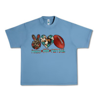Pebble Blue peace love football Urban Heavy Tee - CowhideDigitalArt