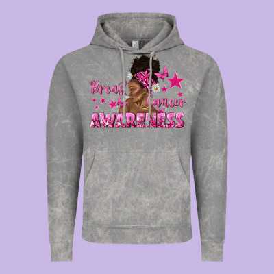 Breast Cancer Awareness With Afro Woman Vintage Hoodie Designed By Texasbilliewilder
