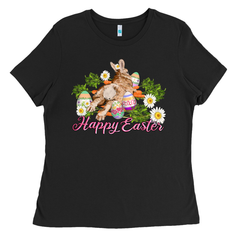 Easter Bunny With Carrots And Daisy Ladies Tee by AdoDesignShop | Teevron