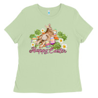 Matcha easter bunny with carrots and daisy Ladies Tee - AdoDesignShop
