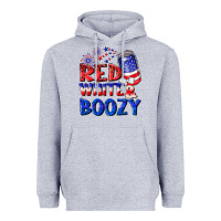 Heather Grey red white boozy Heavyweight Hoodie - NancyCooperArtShop