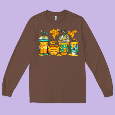 Bumble Bee Honey Coffee Long Sleeve Tee Designed By Jasminsmagicworld