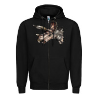 Black Triceratops Horridus Face Zipper Hoodie - LillyAllenDesigns