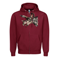 Burgundy Triceratops Horridus Face Zipper Hoodie - LillyAllenDesigns