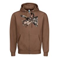 Chestnut Triceratops Horridus Face Zipper Hoodie - LillyAllenDesigns