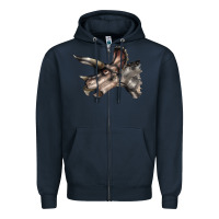 Navy Triceratops Horridus Face Zipper Hoodie - LillyAllenDesigns