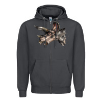 Smoke Triceratops Horridus Face Zipper Hoodie - LillyAllenDesigns