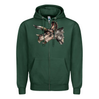 Sports Green Triceratops Horridus Face Zipper Hoodie - LillyAllenDesigns