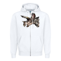 White Triceratops Horridus Face Zipper Hoodie - LillyAllenDesigns