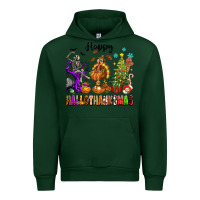 Forest Green Happy Hallothanksmas Urban Hoodie - texasbilliewilder