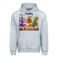 Heather Grey Happy Hallothanksmas Urban Hoodie - texasbilliewilder