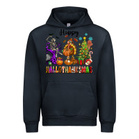 Navy Happy Hallothanksmas Urban Hoodie - texasbilliewilder
