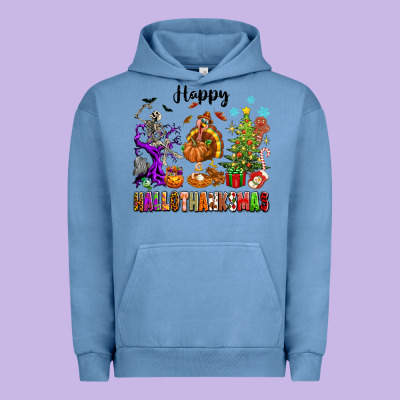Happy Hallothanksmas Urban Hoodie Designed By Texasbilliewilder