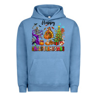 Pigment Pebble Blue Happy Hallothanksmas Urban Hoodie - texasbilliewilder
