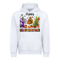 White Happy Hallothanksmas Urban Hoodie - texasbilliewilder