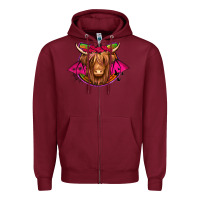 Burgundy halloween highland cow horseshoe Zipper Hoodie - Jasminsmagicworld