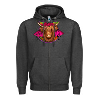 Charcoal Heather halloween highland cow horseshoe Zipper Hoodie - Jasminsmagicworld