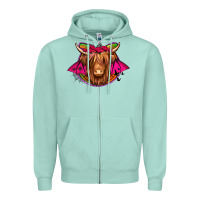 Halloween Highland Cow Horseshoe Zipper Hoodie | Teevron