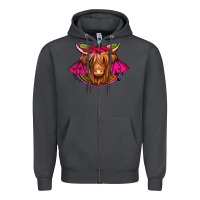 Smoke halloween highland cow horseshoe Zipper Hoodie - Jasminsmagicworld
