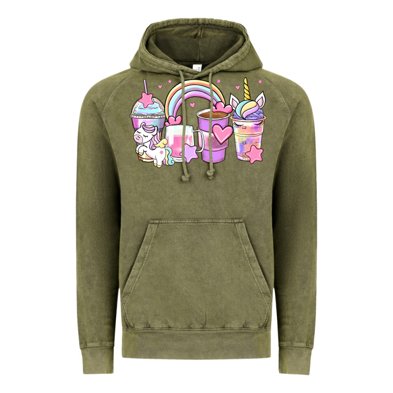 Unicorn Coffee Cups Vintage Hoodie by Zillion Design Studio | Teevron