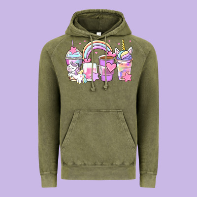 Unicorn Coffee Cups Vintage Hoodie Designed By Zillion Design Studio