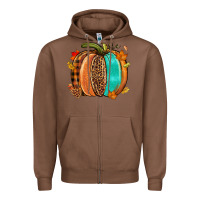 Chestnut Fall leopard pumpkin Zipper Hoodie - NancyCooperArtShop