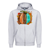 Heather Grey Fall leopard pumpkin Zipper Hoodie - NancyCooperArtShop