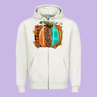 Fall Leopard Pumpkin Zipper Hoodie Designed By Nancycooperartshop