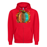 Red Fall leopard pumpkin Zipper Hoodie - NancyCooperArtShop