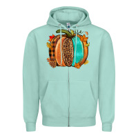Seafoam Fall leopard pumpkin Zipper Hoodie - NancyCooperArtShop