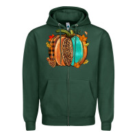 Sports Green Fall leopard pumpkin Zipper Hoodie - NancyCooperArtShop